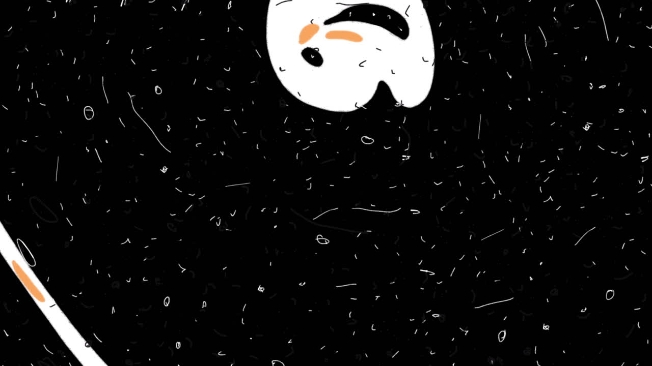 Abstract White Crescent Shape Animation on Orange Background