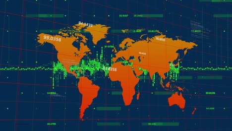 animation of financial data processing over world map