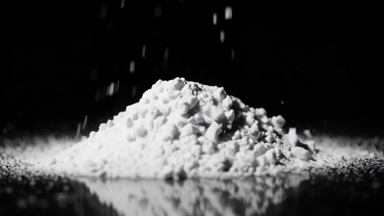 White Powder Pile with Falling Particles