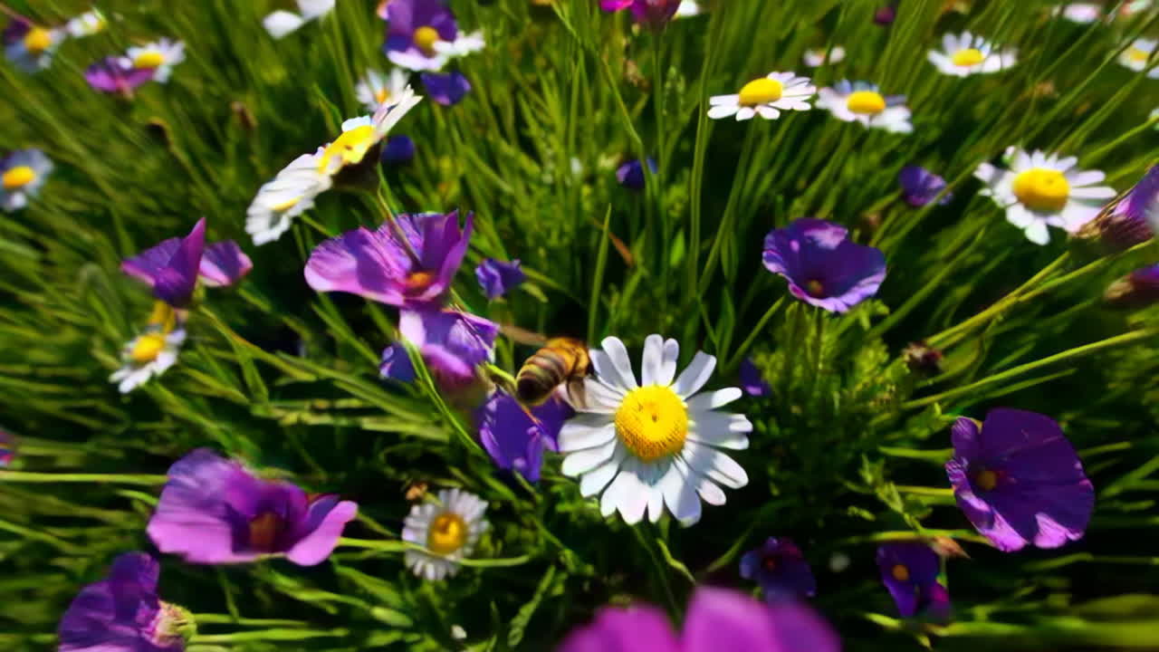 Alpine Meadow Flowers with Bees