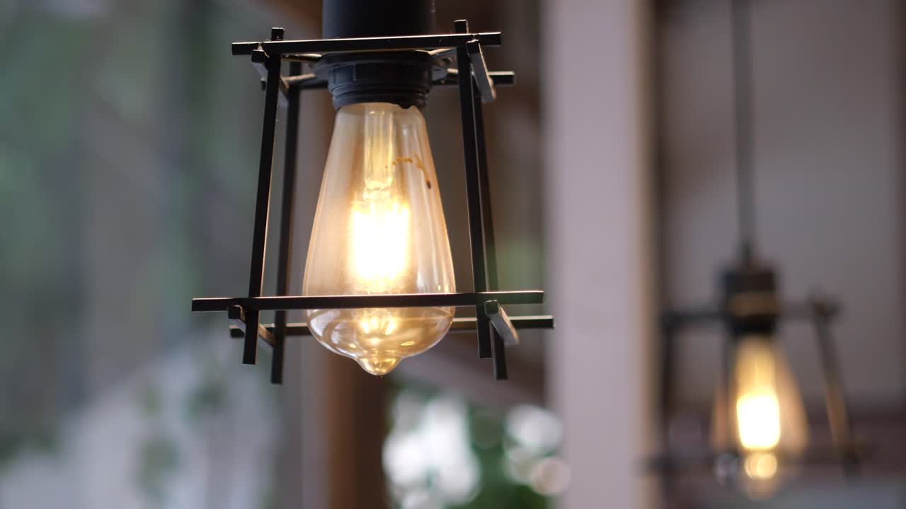 Vintage Edison Style Light Bulbs Hanging Indoors
