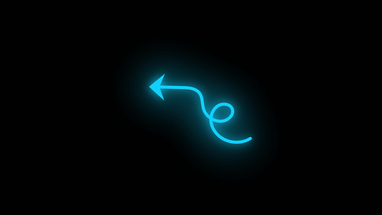 Animated Glowing Blue Arrow Forming on Black Background