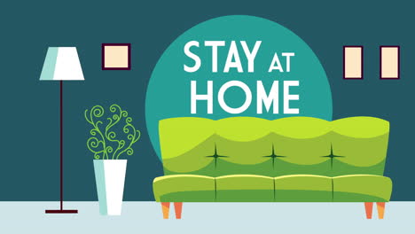 livingroom scene stay at home campaign animation