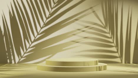 Minimal-yellow-display-for-cosmetic-background-product-stand-with-beach-vibe,-3d-rendering,-3d-illustration-animation-loop