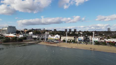 southend on sea , essex uk promenade and beach drone footage