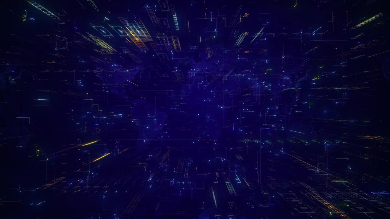 Animazione di un tunnel di dati nel cyberspazio digitale