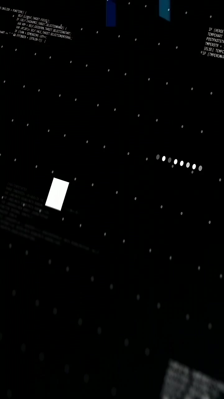 Vertical video: Camera tilting, HUD rotating and sorting frames, blue ring pulsing for system check