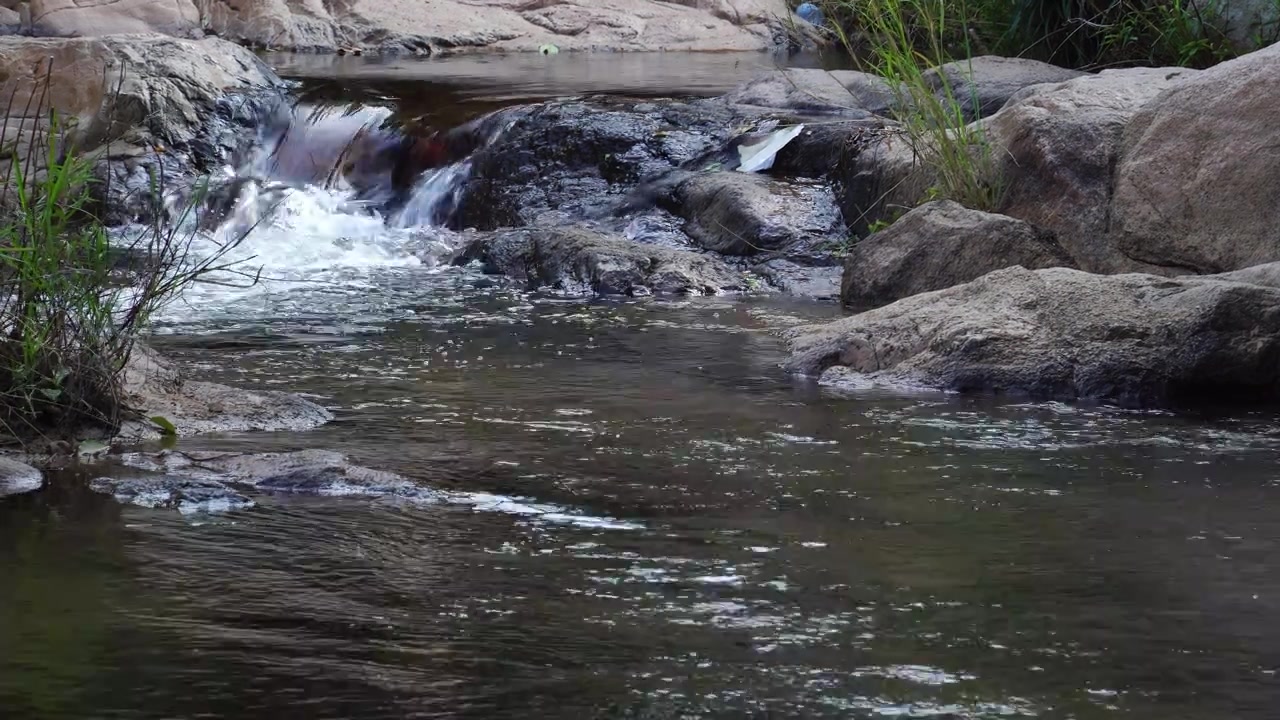 Agua de río fluyendo entre rocas, día de naturaleza pacífica al aire libre