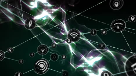 Network-connectivity-icons-animation-over-abstract-glowing-lines-and-shapes