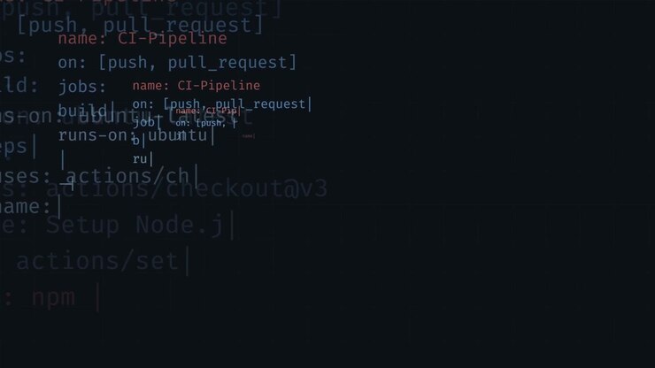 Softwareentwickler schreibt CI-Pipeline-Konfigurationscode