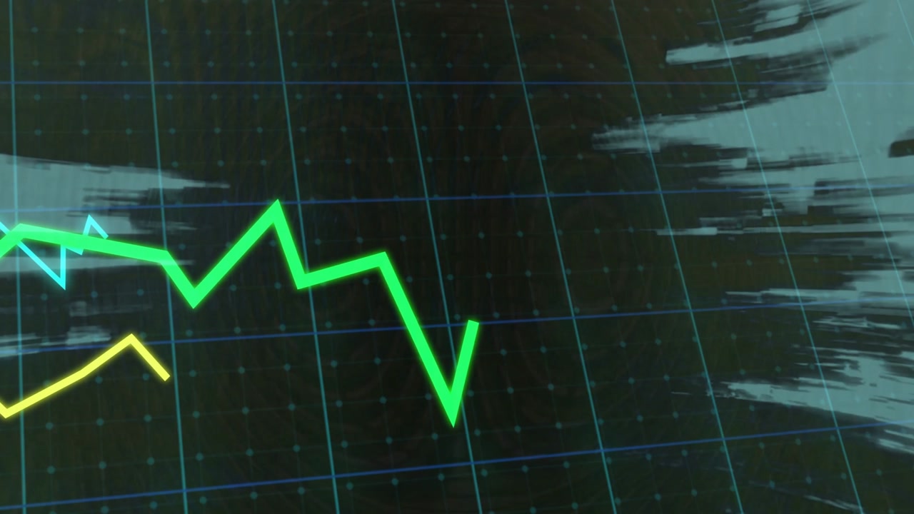 Left data feed starting lines on dotted-grid moving right while smear growing showing trend shifts