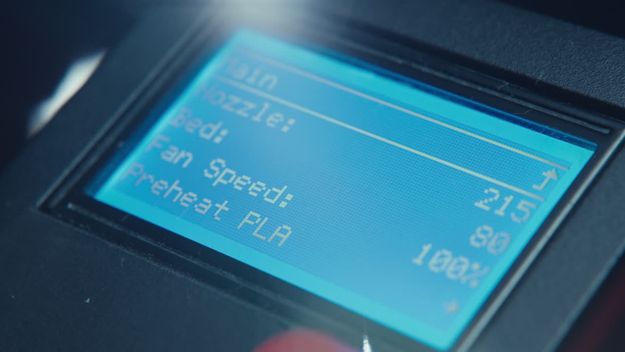 3D Printer Control Panel Settings