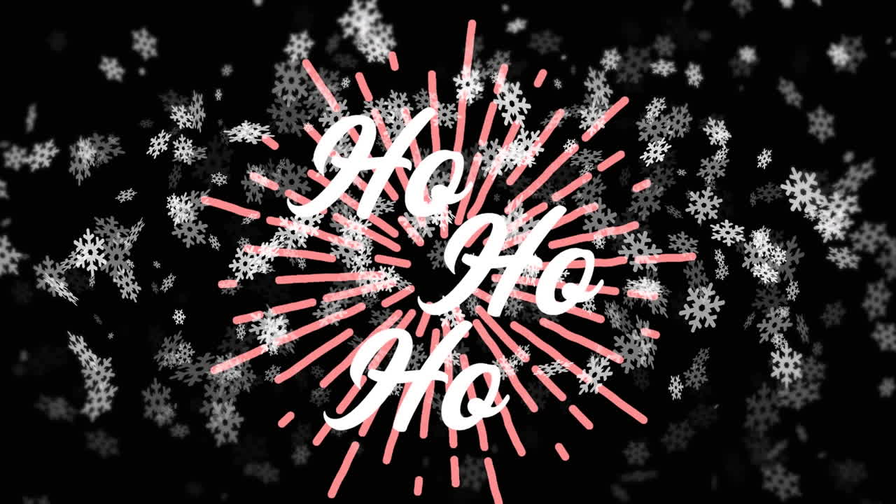 눈이 내리는 위에 호 호 호 텍스트의 애니메이션.