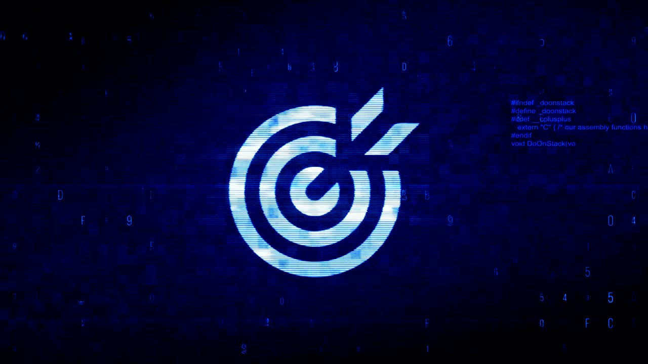 emblema pictograma objetivo símbolo ruido de píxeles digitales animación de error.