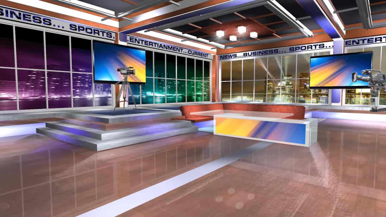 fondo de conjunto de estudio de noticias virtuales 3d