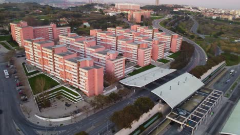 drone shot flying over some examples of social housing in portugal.mp4