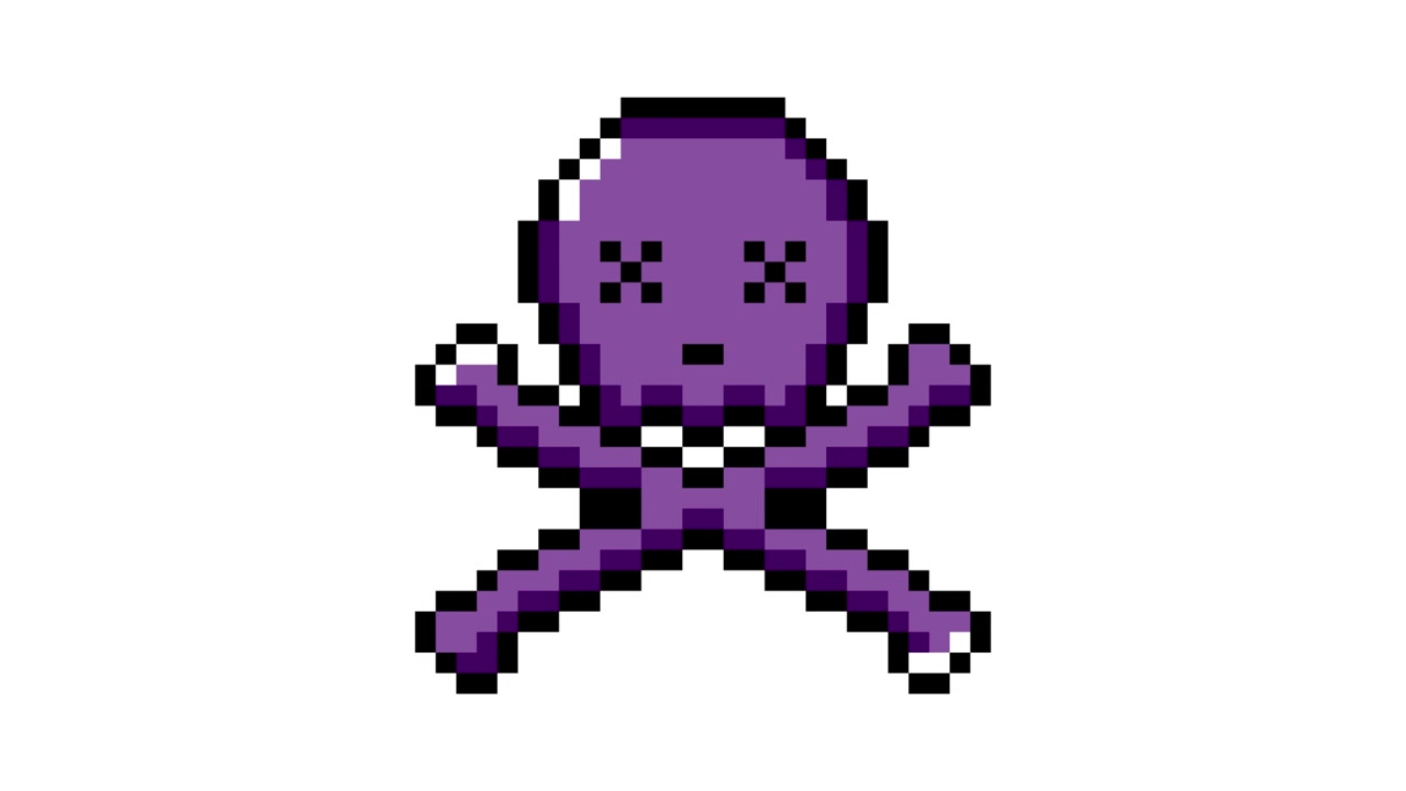 Pixel Art Pop-up Ikon Animation med kranie og krydsede knogler (8).mov