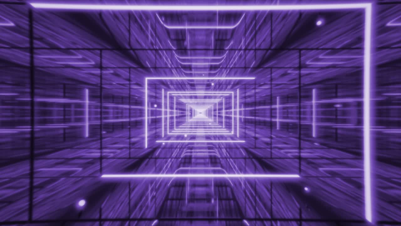 video 4k de fondo negro con túnel tecnológico púrpura.