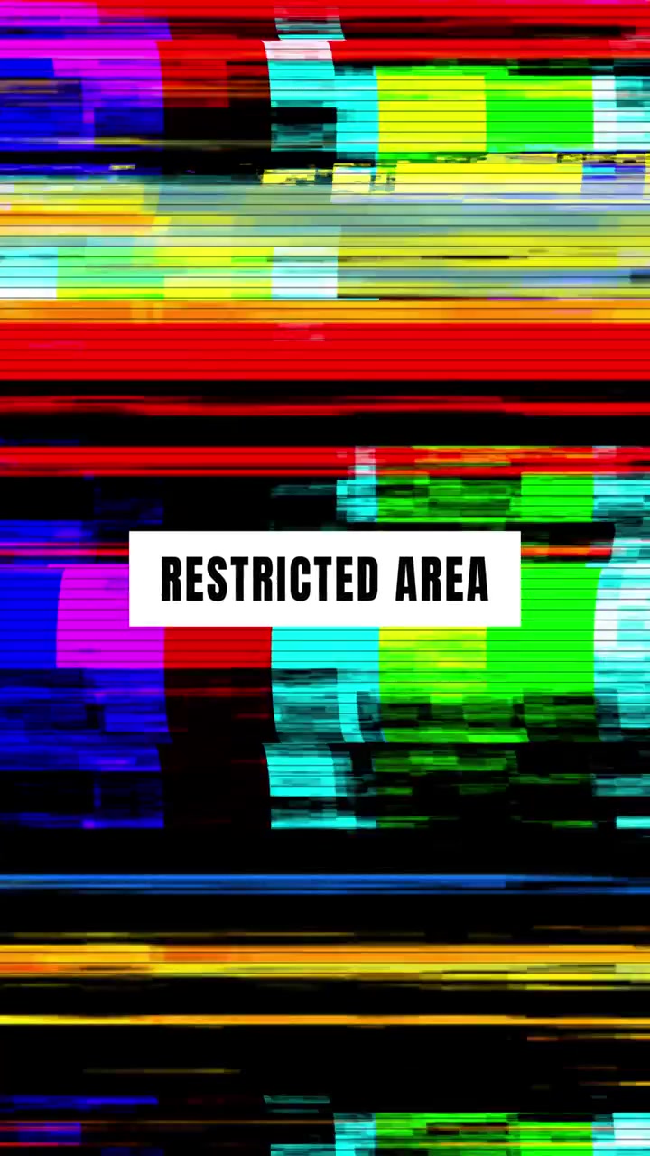 Restricted Area Text Overlay on Digital Glitch Background