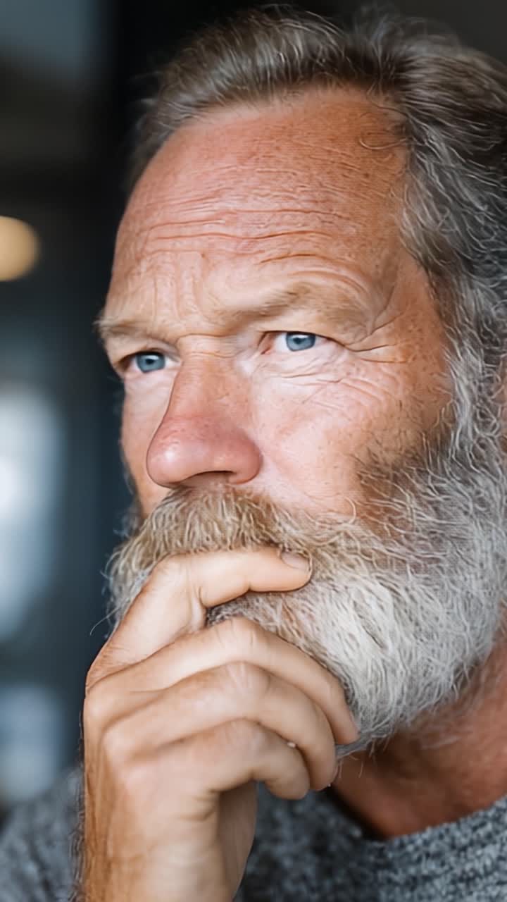 Contemplative Moments: A Close-Up Study of an Elderly Man's Thoughtful Expression Capturing Depth, Emotion, and Reflection in Everyday Life