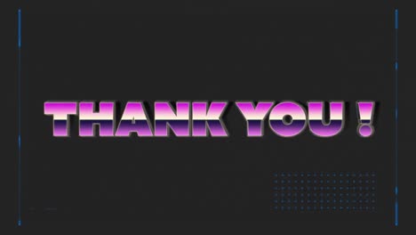 animation of interface with thank you text banner against grey background