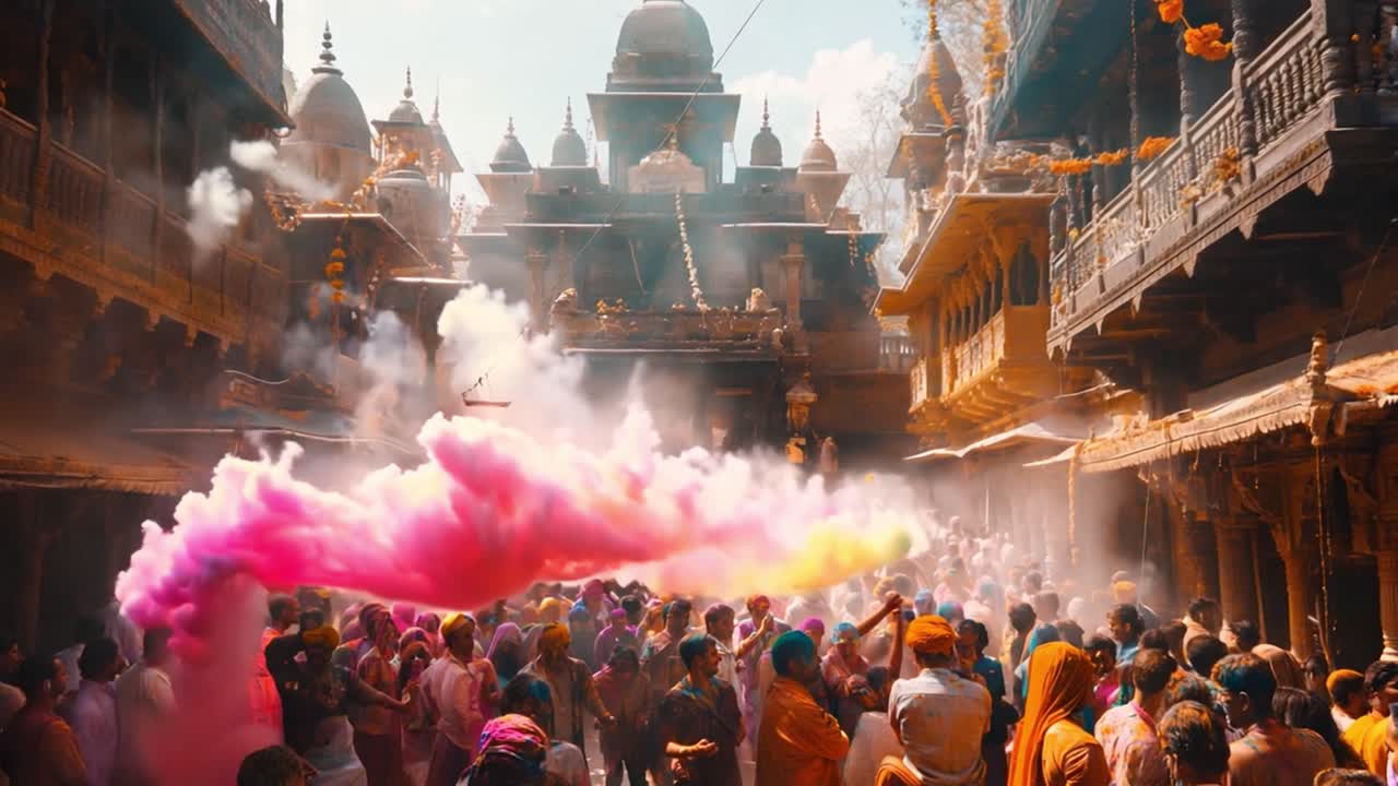 Vibrant Holi Festival Celebration with Colorful Powder