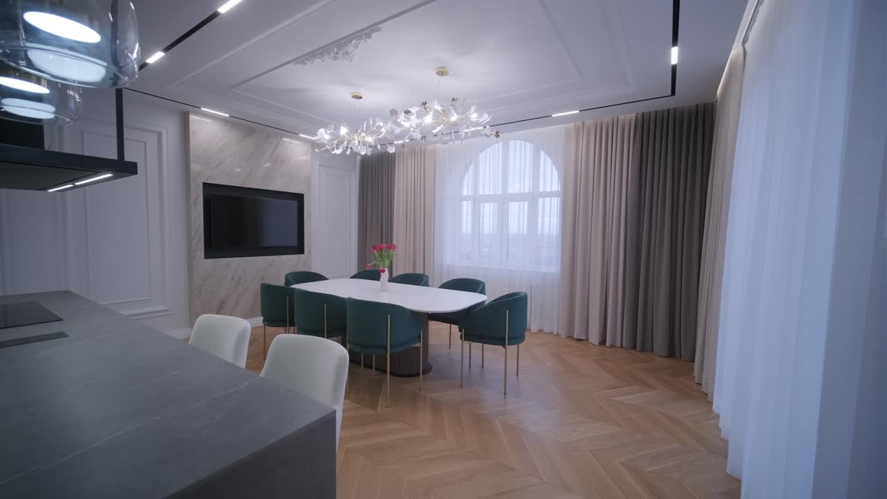 video de diseño y decoración de habitaciones interiores moderno estilo minimalista sala de estar y comedor apartamento estudio.