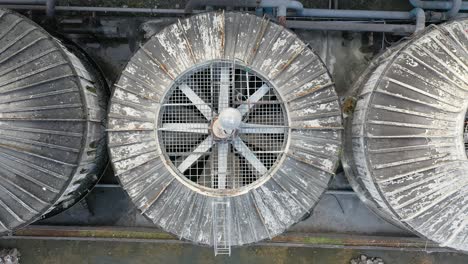 industrial cooling towers aerial view