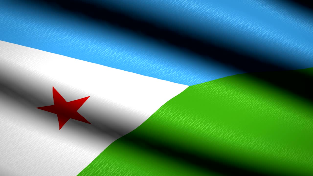 Djibouti Flag Waving Textile Textured Background. Seamless Loop Animation. Full Screen. Slow motion. 4K Video