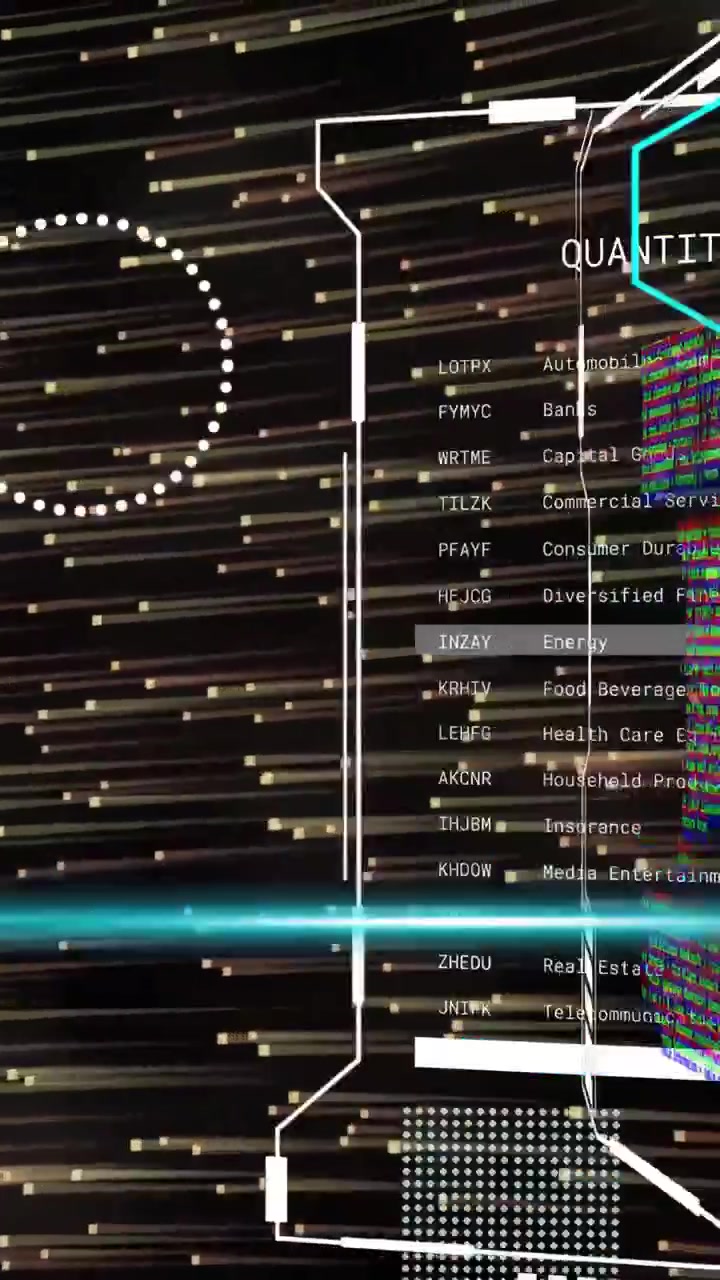 Vertical video: RGB glitch bands incoming from right, crossing central teal beam, forming HUD wipe