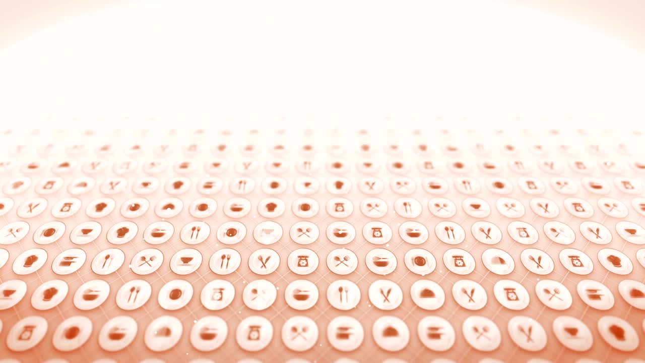 레스토랑 아이콘의 세트, 레스토랑 요리 장비 배경, cg 루프 애니메이션