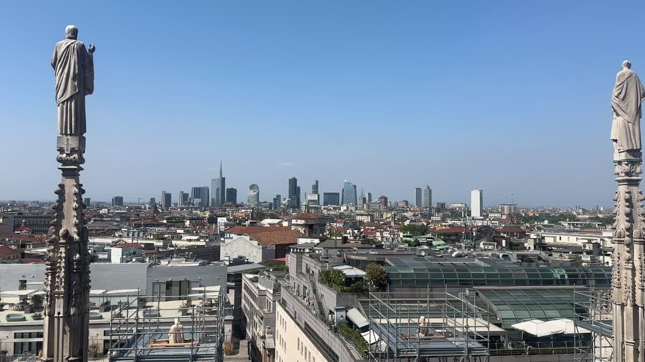 Milan city italy view from Duomo di Milano looking over the town