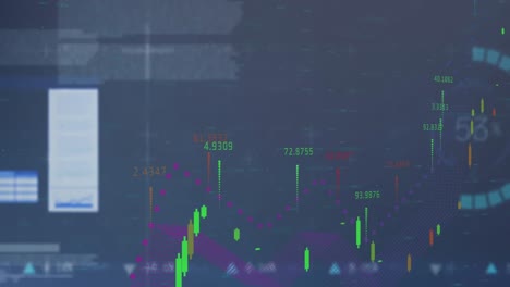 Animation-of-financial-data-processing-on-black-background