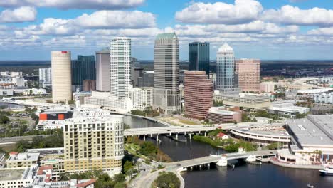 beautiful american city of tampa bay, florida - aerial establishing