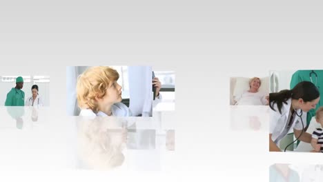 montage of doctors in a hospital