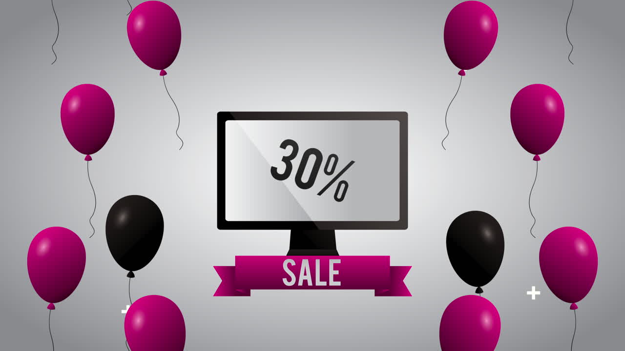 헬 풍선과 데스크을 가진 판매 클리어런스 상업 포스터