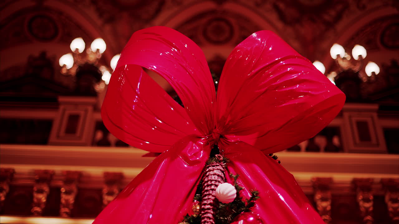 The decorated Christmas tree inside the Monte Carlo Casino in Monaco
