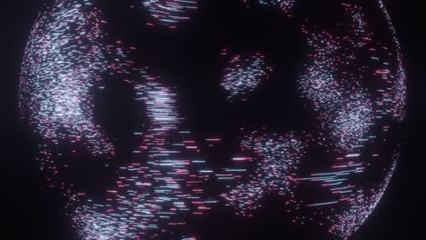 closeup 4k video animation of abstract transparent line pattern rotating motion on the sphere shape.