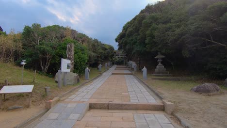 entrance path to haukto shrine. tottori, japan