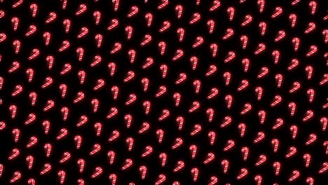 Neon-Christmas-Pattern-Background-of-Candy-Cane-in-Red-White-and-Black-Looping-animation