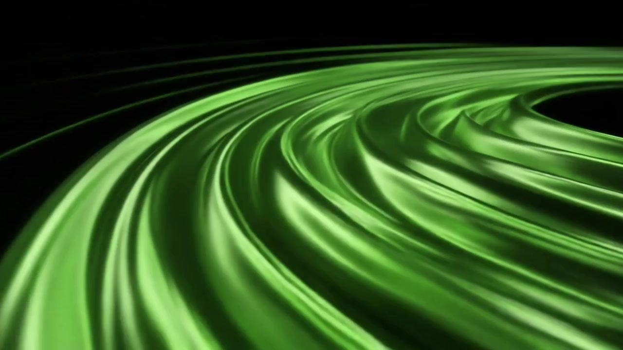 Tessuto di seta verde astratto che fluttua con movimento circolare