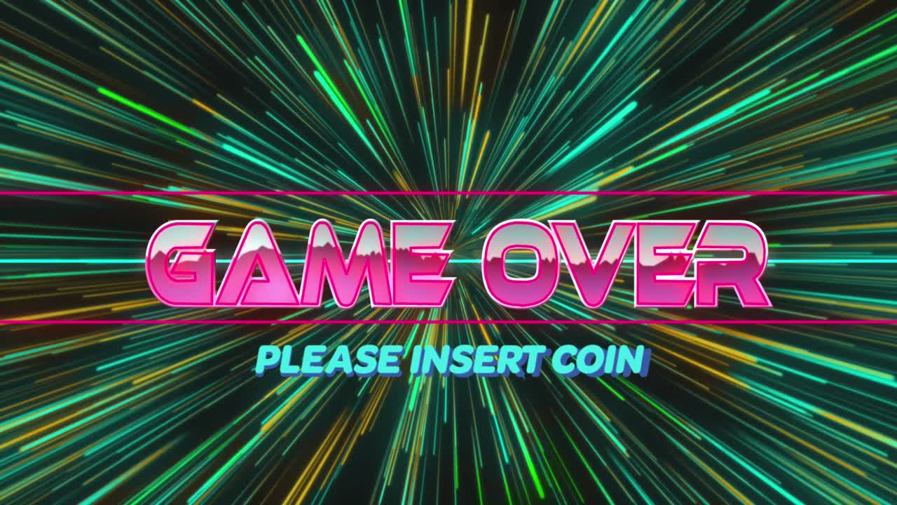 게임의 애니메이션은 금속 텍스트를 통해 네온 패턴과 빛의 흔적에 의해