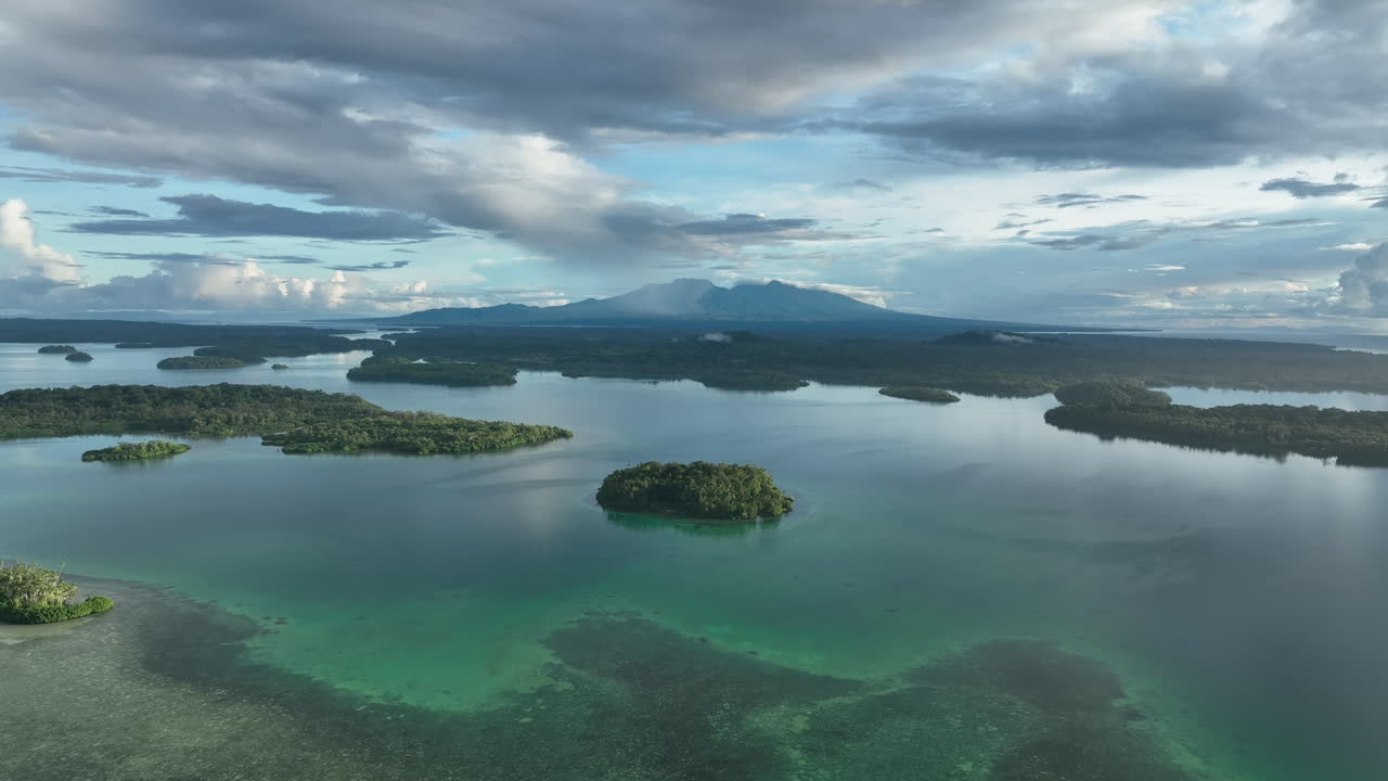 Views over the Vona Vona Lagoon with mountain views in the Solomon Islands