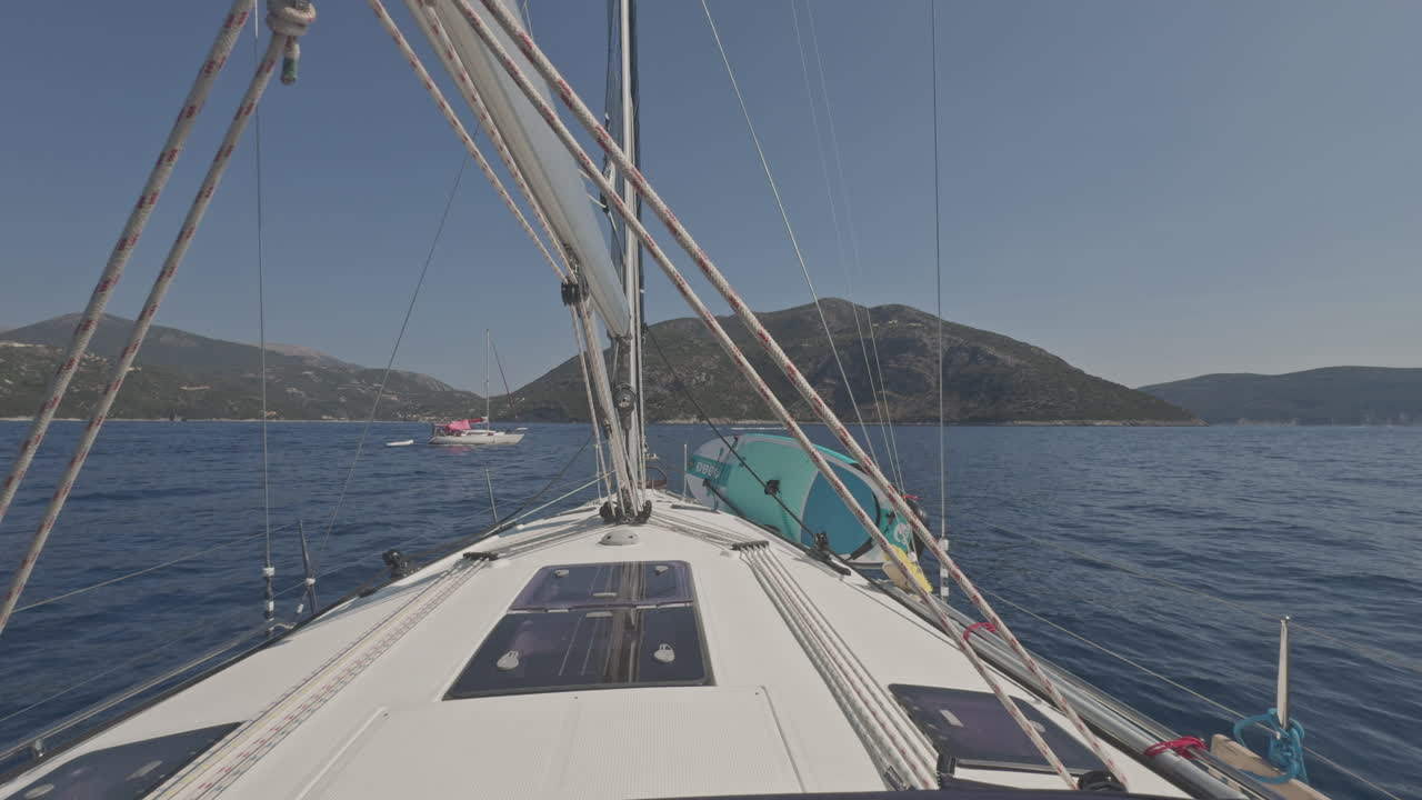 view from a yacht at sea in lefkada, greece