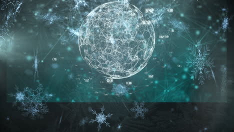 animation of snowflakes falling over screens with diverse data