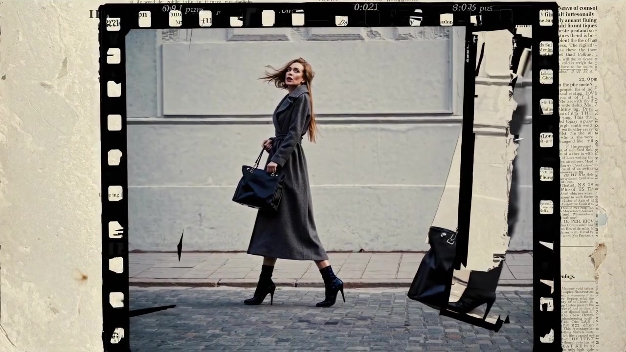 Donna elegante che cammina in trench per una strada cittadina