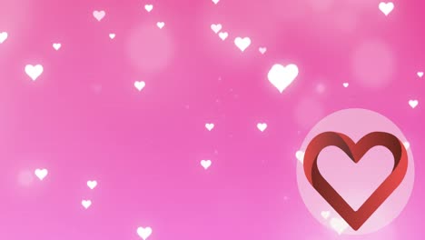 Animation-of-white-hearts-floating-over-pink-background