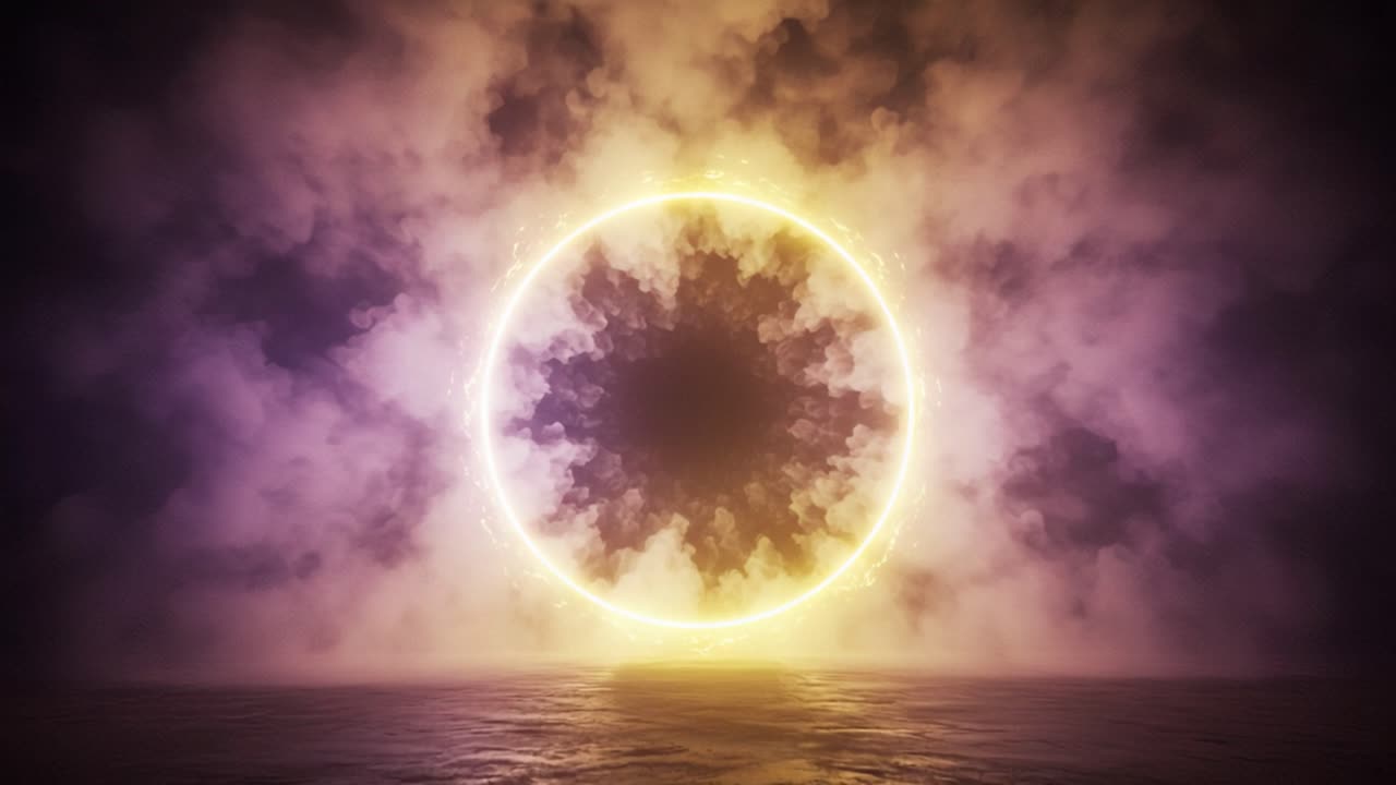 A Mystical Portal Surrounded by Ethereal Clouds and Brilliant Light, Evoking a Sense of Wonder and Intrigue in a Surreal Landscape of Color and Texture