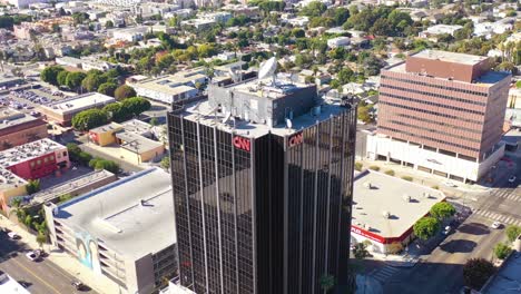 aerial of the cnn cable news building in hollywood los angeles bureau california 2