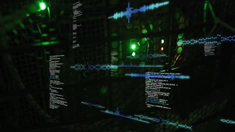 animación del procesamiento de datos en pantallas digitales
